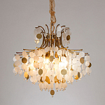Люстра подвесная с белыми и золотыми круглыми подвесками Диаметр 70 см SHELL Chandelier варинант исполнения - 2 | Loft Concept в Ростове-на-Дону