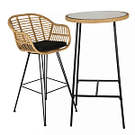 Барный столик с круглой плетеной столешницей Wicker Table Top варинант исполнения - 3 | Loft Concept в Ростове-на-Дону