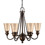 Люстра бронзового цвета с конусными плафонами из бежевого стекла Hinkley варинант исполнения - 1 | Loft Concept в Ростове-на-Дону