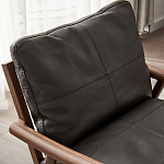 Кресло c каркасом из массива дерева и мягкой кожаной обивкой Walnut Armchair варинант исполнения - 5 | Loft Concept в Ростове-на-Дону