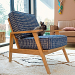Кресло с каркасом из массива дуба Deniaud Oak Blue Print  Armchair варинант исполнения - 6 | Loft Concept в Ростове-на-Дону