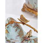 Блюдо из голубого фарфора с бронзовой ручкой в виде ветки Blue Garden варинант исполнения - 5 | Loft Concept в Ростове-на-Дону