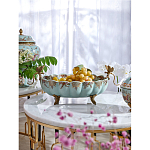 Чаша из голубого фарфора на бронзовых ножках с рисунком цветов и фигурками стрекоз Blue Garden варинант исполнения - 2 | Loft Concept в Ростове-на-Дону