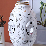 Ваза с декоративными лицами и графическими элементами в виде сердец и символов Faces of Imagination варинант исполнения - 4 | Loft Concept в Ростове-на-Дону