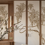 Обои с вышивкой ручной работы Deco Wisteria ﻿Midas colourway on Liso Pearl wool sateen варинант исполнения - 3 | Loft Concept в Ростове-на-Дону