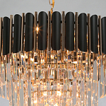 Люстра из черного металла с многоярусными подвесками из прозрачного хрусталя на золотой цепи Empire Black Chandelier Crystal варинант исполнения - 9 | Loft Concept в Ростове-на-Дону
