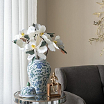 Ваза с крышкой и зелено-голубым рисунком на белом фоне 51 см Blue & White Ornament варинант исполнения - 5 | Loft Concept в Ростове-на-Дону