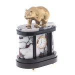 Часы настольные бронзовые с декором в виде медведя Bear Stone Clock варинант исполнения - 3 | Loft Concept в Ростове-на-Дону
