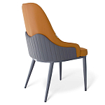 Стул оранжевый с высокой спинкой из искуственной кожи на серых металлических ножках Enigma Orange варинант исполнения - 2 | Loft Concept в Ростове-на-Дону