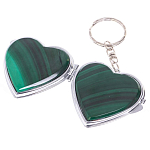 Зеркало брелок складное двухстороннее в форме сердца из натурального камня Малахит Stone Mirrors варинант исполнения - 2 | Loft Concept в Ростове-на-Дону
