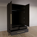 Шкаф платяной Primo с выдвижными ящиками шпон Темный орех варинант исполнения - 4 | Loft Concept в Ростове-на-Дону