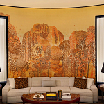 Обои ручная роспись в стиле Арт-деко Hippolyta’s Forest Colourway 263 on Deep Rich Gold gilded paper варинант исполнения - 1 | Loft Concept в Ростове-на-Дону