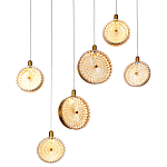 Подвесной светильник с плафонами из рельефного стекла Peony Glass Bronze Six варинант исполнения - 1 | Loft Concept в Ростове-на-Дону