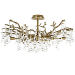 Потолочная люстра в виде ветвей деревьев золотого цвета с прозрачными подвесками-каплями Droplet Chandelier варинант исполнения - 1 | Loft Concept в Ростове-на-Дону
