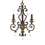 Люстра с подвесками из прозрачного стекла на кованом каркасе бронзового цвета в классическом стиле Quoizel варинант исполнения - 11 | Loft Concept в Ростове-на-Дону
