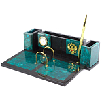 Настольный письменный набор из змеевика с часами и календарницей Successful Leader варинант исполнения - 2 | Loft Concept в Ростове-на-Дону