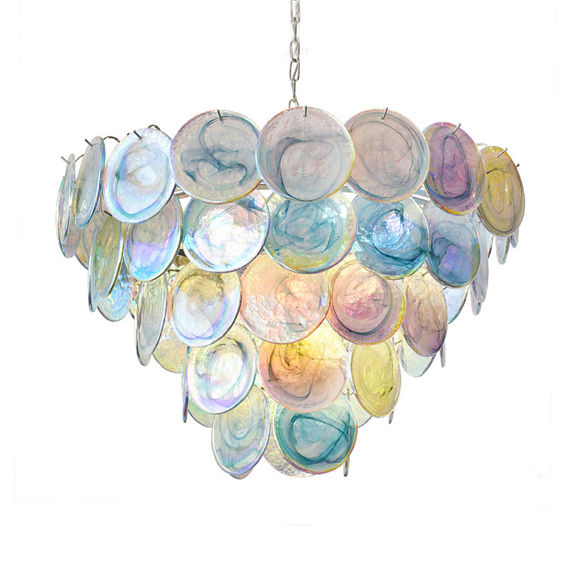 Люстра с каскадом из круглых разноцветных стеклянных дисков Mother of Pearl Iridescence Мульти Хром в Ростове-на-Дону | Loft Concept 
