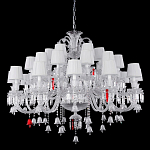 Люстра многоярусная с 30-ю белыми текстильными абажурами и хрустальными подвесками Lustre Reverie варинант исполнения - 1 | Loft Concept в Ростове-на-Дону