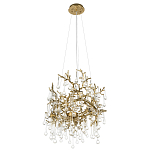 Подвесная люстра в виде ветвей деревьев золотого цвета с прозрачными подвесками-каплями 8 и 14 ламп Droplet Chandelier варинант исполнения - 4 | Loft Concept в Ростове-на-Дону