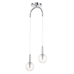 Подвесной светильник с 2-мя рельефными прозрачными плафонами из стекла и основанием цвета Хром Perforated Glass Bubbles варинант исполнения - 1 | Loft Concept в Ростове-на-Дону