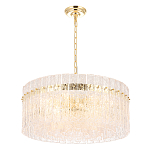 Люстра подвесная круглая с прозрачными рельефными стеклянными вставками и золотым основанием Textured Glass Chandelier варинант исполнения - 3 | Loft Concept в Ростове-на-Дону