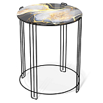 Стол журнальный круглый со столешницей из стекла Gold and Black Marble варинант исполнения - 1 | Loft Concept в Ростове-на-Дону