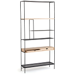 Металлический стеллаж с деревянными полками и ящиками Menzie Metal Wood Rack варинант исполнения - 2 | Loft Concept в Ростове-на-Дону