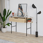 Консоль напольная деревянная с выдвижным ящиком и 2-мя полками со столешницей цвета белый мрамор OTIS CONSOLE OAK варинант исполнения - 2 | Loft Concept в Ростове-на-Дону