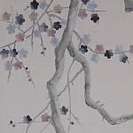 Обои ручная роспись Plum Blossom Special Colourway on Lilac Hint dyed silk варинант исполнения - 3 | Loft Concept в Ростове-на-Дону