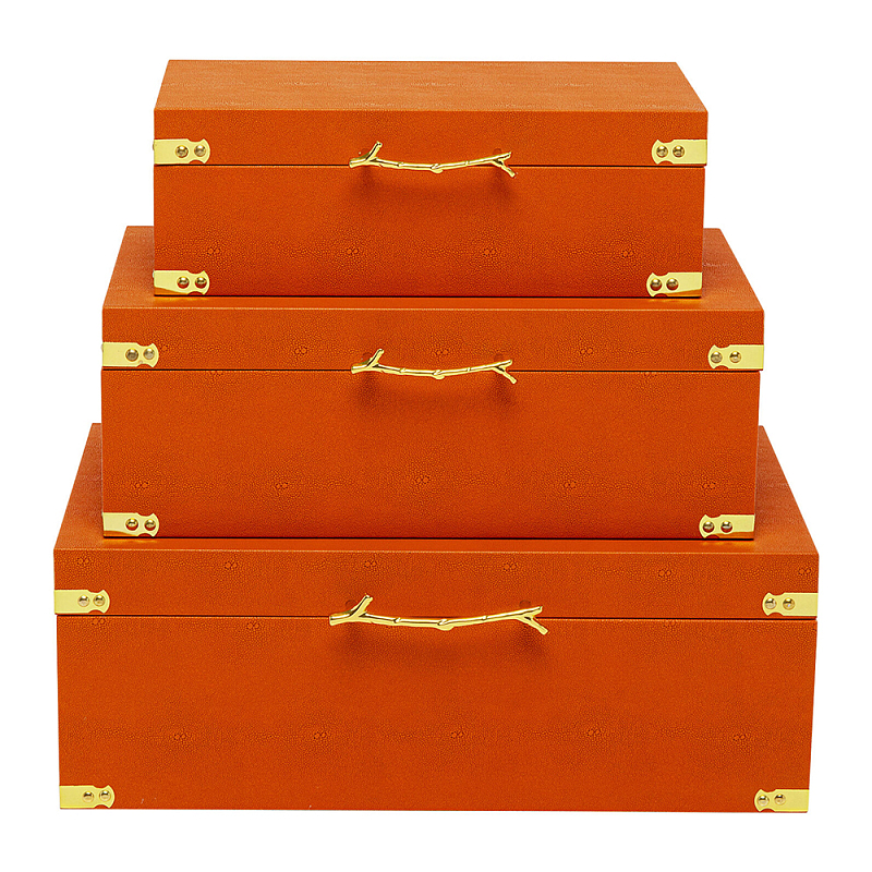 Комплект оранжевых чемоданов Golden Twigs Оранжевый Глянцевое золото в Ростове-на-Дону | Loft Concept 