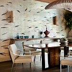 Обои ручная роспись Fishes Blue Pearl on Tarnished Silver gilded silk with pearlescent antiquing варинант исполнения - 4 | Loft Concept в Ростове-на-Дону