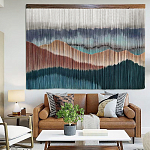 Современное Панно на стену из нитей Mountains at Sunset Горы на Закате  варинант исполнения - 1 | Loft Concept в Ростове-на-Дону