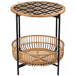 Круглый кофейный стол с плетеной столешницей и полкой Norberta Wicker Coffee Table варинант исполнения - 1 | Loft Concept в Ростове-на-Дону