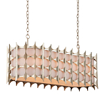 Люстра овальной формы с фактурным серебряным каркасом и тканевым абажуром Silver Honeycomb варинант исполнения - 1 | Loft Concept в Ростове-на-Дону