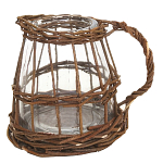 Кашпо стеклянное в плетёной корзине Mistress варинант исполнения - 1 | Loft Concept в Ростове-на-Дону