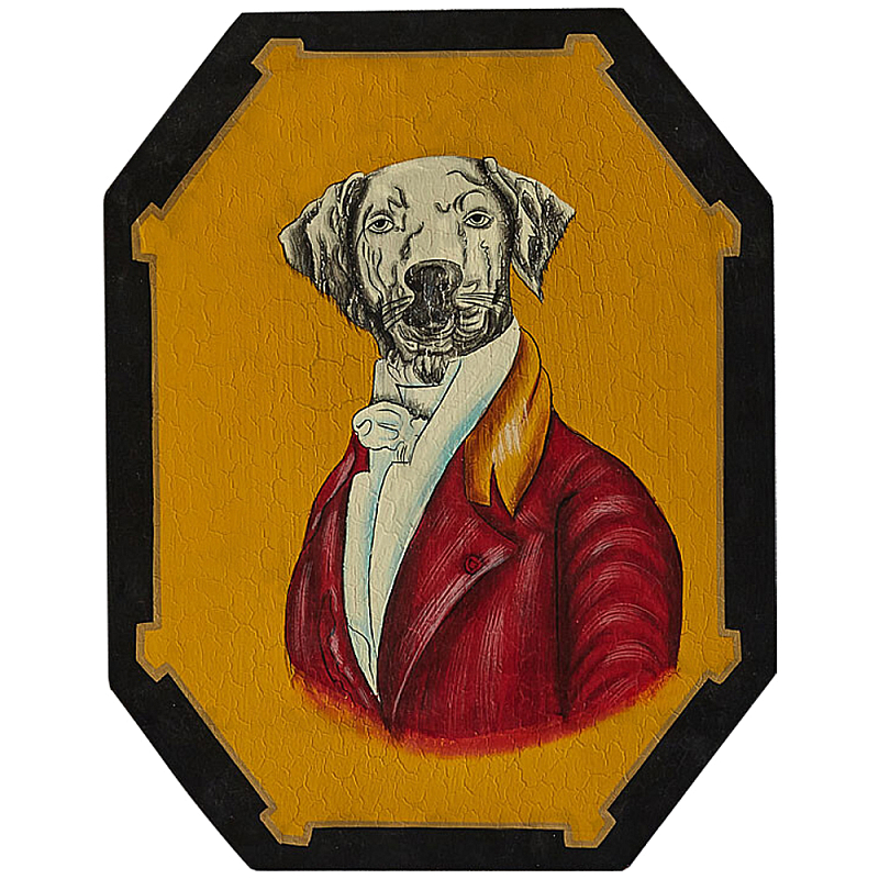    Chinoiserie Grey Dog Yellow Portrait       -- | Loft Concept 