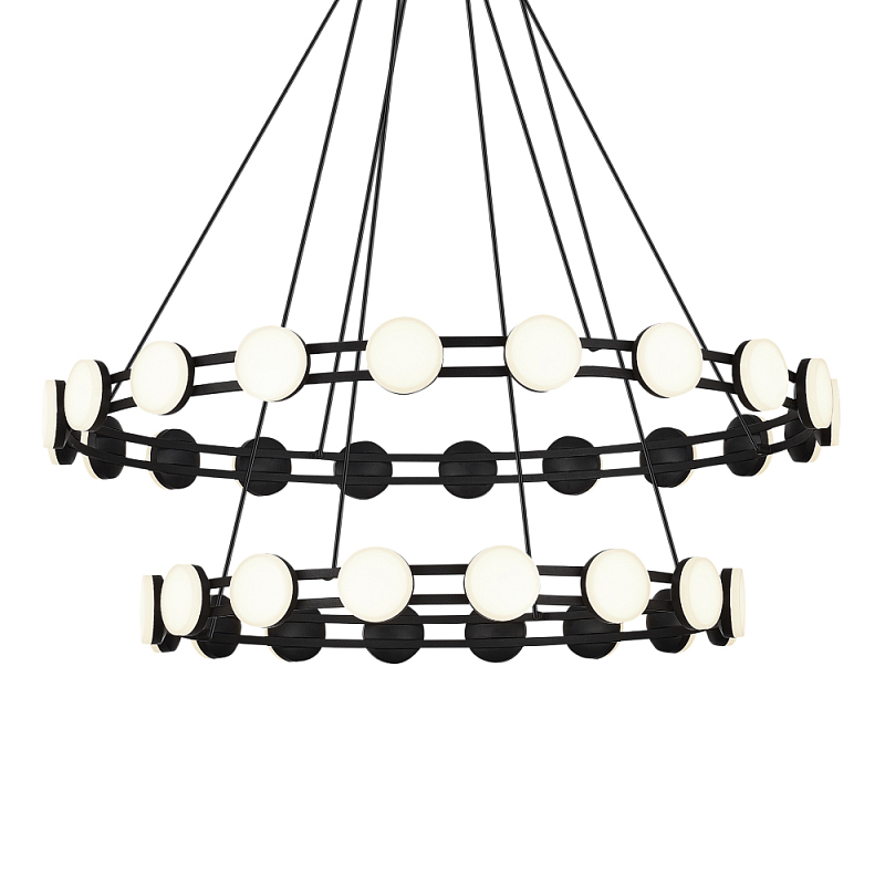 Люстра двухъярусная с круглыми светодиодными источниками света Maxine Light Черный Золотой Белый в Ростове-на-Дону | Loft Concept 