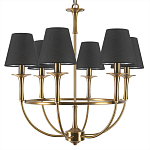 Люстра на металлическом основании бронзового цвета с 6-ю черными конусовидными абажурами Dignity варинант исполнения - 6 | Loft Concept в Ростове-на-Дону