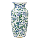 Ваза с зелено-голубым цветочным узором на белом фоне 61 см Blue & White Ornament варинант исполнения - 1 | Loft Concept в Ростове-на-Дону
