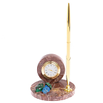 Часы настольные с шариковой металлической ручкой из натурального камня Stone Clock варинант исполнения - 4 | Loft Concept в Ростове-на-Дону