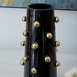 Ваза черная цилиндрическая с глянцевым покрытием и золотыми декоративными элементами Molecule Collection варинант исполнения - 2 | Loft Concept в Ростове-на-Дону