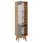 Шкаф-витрина с фасадом цвета серый бетон и стеклянной дверкой Grace of Furniture варинант исполнения - 2 | Loft Concept в Ростове-на-Дону