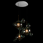 Люстра подвесная с прозрачными бирюзовыми стеклянными шарами и круглым основанием 3 лампы Giopato & Coombes варинант исполнения - 4 | Loft Concept в Ростове-на-Дону