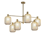 Люстра потолочная с абажурами из металлической сетки Loft Grid Pendant Gold варинант исполнения - 1 | Loft Concept в Ростове-на-Дону
