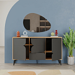 Комод цвета древесины с 3-мя дверцами и выдвижным ящиком темно-серого цвета SPARK CONSOLE OAK ANTHRACITE варинант исполнения - 2 | Loft Concept в Ростове-на-Дону