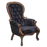 Кресло с мягкой обивкой из черного велюра на 4-х деревянных ножках Evelyn Classical Armchair варинант исполнения - 1 | Loft Concept в Ростове-на-Дону