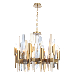 Люстра с вертикальными стеклянными элементами и металлическим каркасом цвета Латунь Vertical Glass варинант исполнения - 1 | Loft Concept в Ростове-на-Дону
