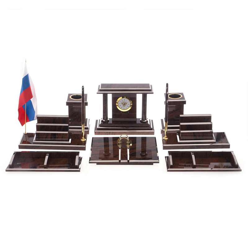 Настольный письменный набор из природного камня обсидиана Team leader Коричневый Бронза в Ростове-на-Дону | Loft Concept 