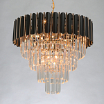 Люстра из черного металла с многоярусными подвесками из прозрачного хрусталя на золотой цепи Empire Black Chandelier Crystal варинант исполнения - 3 | Loft Concept в Ростове-на-Дону