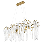Люстра подвесная прямоугольная с бронзовыми акцентами и прозрачными стеклянными каплями Droplet Chandelier варинант исполнения - 3 | Loft Concept в Ростове-на-Дону
